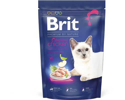 Hrană uscată pentru pisici Brit Premium By Nature Sterilized cu pui 1,5 kg