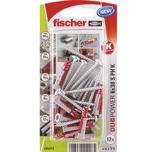 Dibluri plastic cu șurub Fischer DuoPower 6x30 mm, cap bombat, pachet 12 bucăți-thumb-0