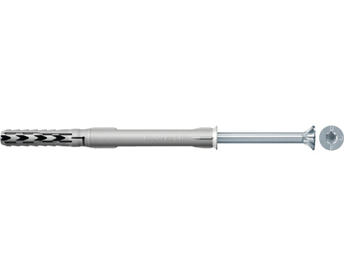Dibluri plastic cu șurub Fischer SXR 8x190 mm, 25 bucăți, cap înecat, pentru rame/tocuri