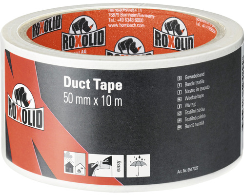 Bandă textilă pentru reparații ROXOLID Duct Tape / Gaffa Tape albă 50 mm x 10 m