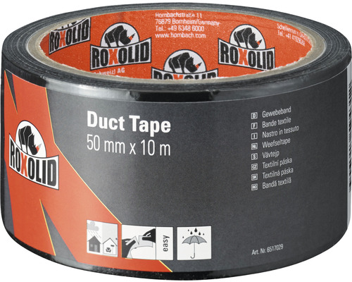 Bandă adezivă pentru reparații ROXOLID Duct Tape / Gaffa Tape neagră 50 mm x 10 m-0