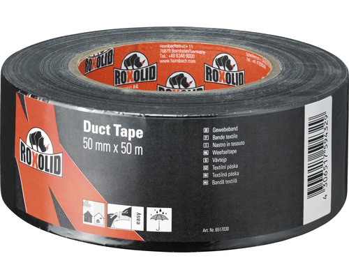 Bandă adezivă pentru reparații ROXOLID Duct Tape / Gaffa Tape neagră 50 mm x 50 m