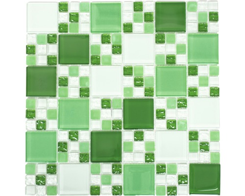 Mozaic sticlă XCM 8570 verde/alb 30,5x32,5 cm-0