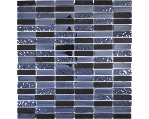 Mozaic sticlă-piatră naturală XCM SM86 negru 31x32,2 cm-0