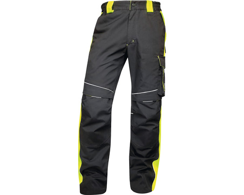 Pantaloni de lucru Ardon Neon din bumbac + poliester negru/galben, mărimea 46-0