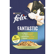 Hrană umedă pentru pisici PURINA Felix Fantastic cu iepure în aspic 85 g-thumb-0