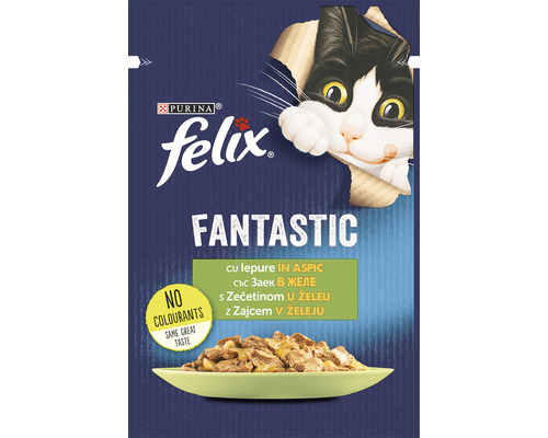 Hrană umedă pentru pisici PURINA Felix Fantastic cu iepure în aspic 85 g