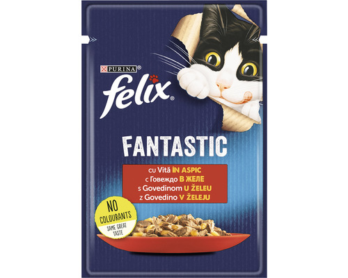 Hrană umedă pentru pisici PURINA Felix Fantastic cu vită în aspic 85 g