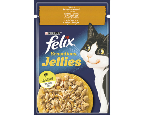 Hrană umedă pentru pisici PURINA Felix Sensations cu pui și morcov în aspic 85g