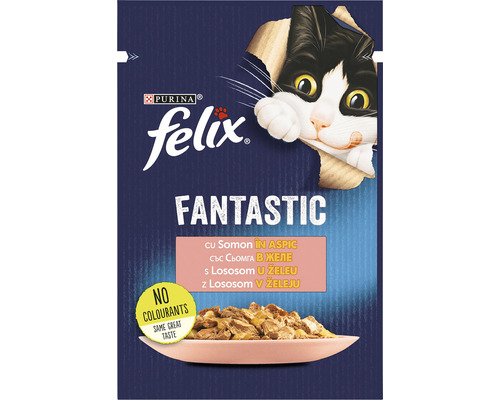 Hrană umedă pentru pisici PURINA Felix Fantastic cu somon în aspic 85 g