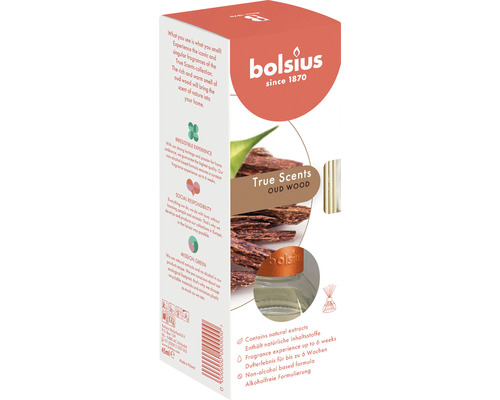 Odorizant Bolsius difuzor cu bețișoare aromă lemn de oud 45 ml