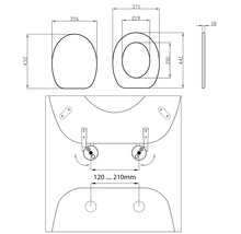 Capac WC universal, închidere simplă, alb 49,3x37,5 cm-thumb-3