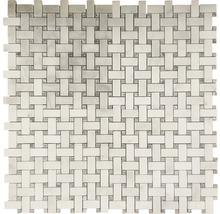 Mozaic marmură Mugla White Basketweave 30,7x30,7 cm-thumb-0