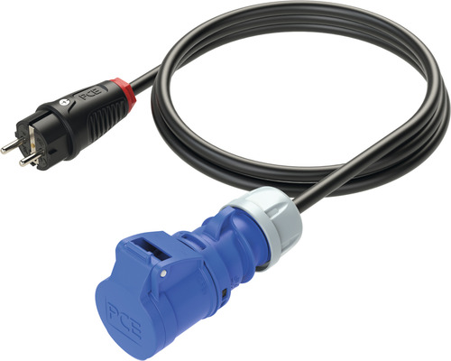 Cablu adaptor PCE 75cm 16A, ștecher CP 230V -> cuplă industrială 2P+E