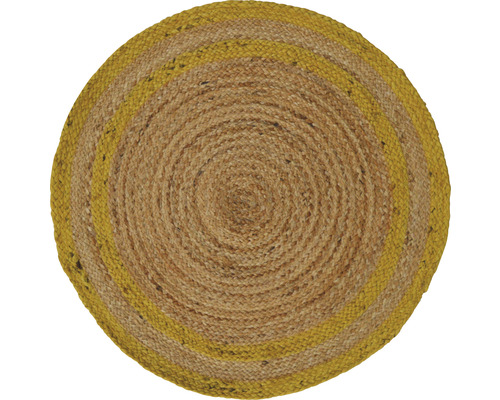 Covor rotund iută natur/galben Ø 70 cm-0