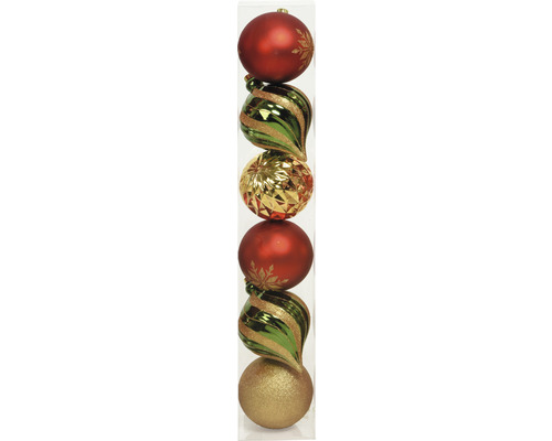Set globuri de Crăciun Ø 15 cm roșu/auriu/verde 6 buc.