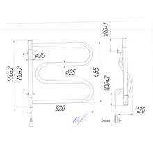Radiator (calorifer) baie electric portprosop rotativ Mario Lasso-І 550x520 mm 60W inox-thumb-4