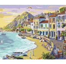 Pictură pe numere Seaside town 40x50 cm-thumb-0