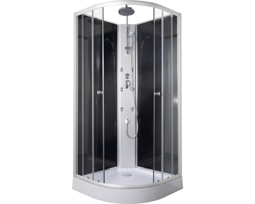 Cabină duș cu hidromasaj Sanotechnik PS04 90x90x225 cm, semirotundă, profil crom-0