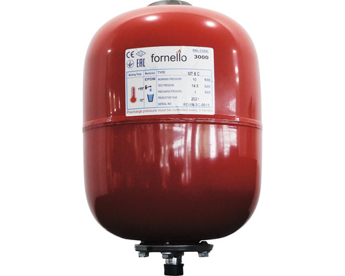 Vas expansiune pentru sistem încălzire Fornello 8 l, vertical, 10 bar, membrană EPDM, roșu