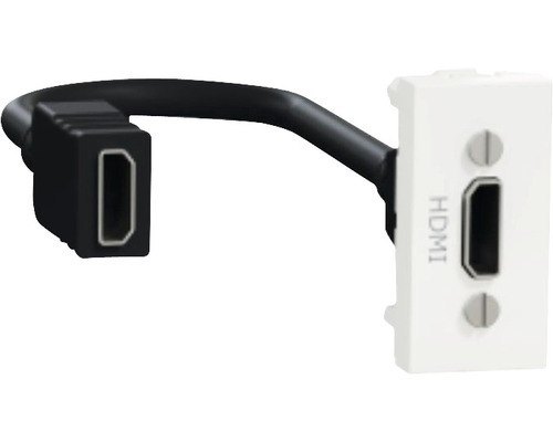 Priză HDMI simplă Schneider Unica, pre-cablată, albă-0