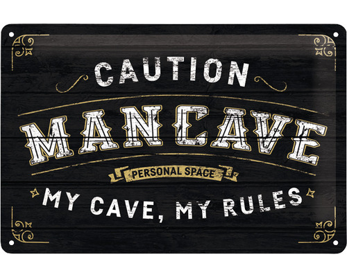 Panou decorativ din tablă Man Cave 20x30 cm-0