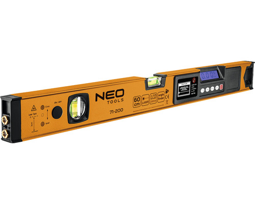 Nivelă din aluminiu NeoTools 60 cm, 2 bule de aer & laser linii în cruce & display digital