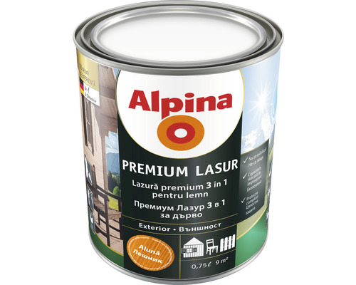 Lazură premium pentru lemn Alpina alun 0,75 l-0