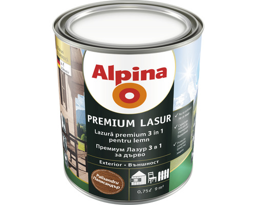 Lazură premium pentru lemn Alpina palisandru 0,75 l-0