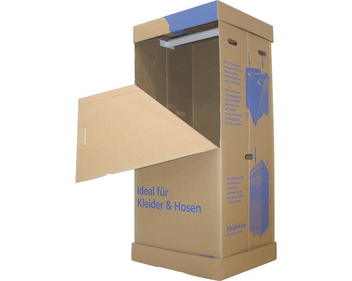 Cutie carton CargoPoint 515x600x1350 mm, cu bară pentru transport haine