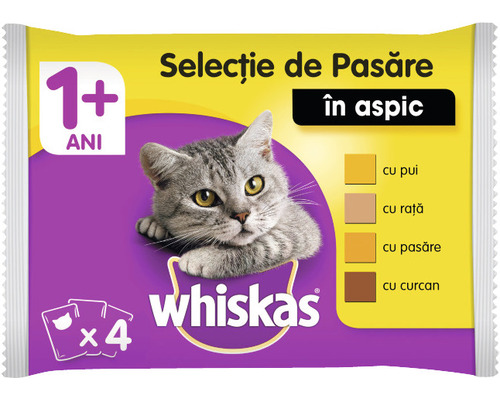 Hrană umedă pentru pisici Whiskas Adult Selecții pasăre 4x100 g-0