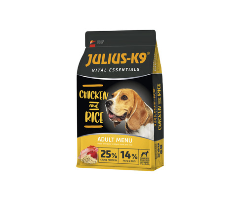 Hrană uscată pentru câini JULIUS-K9 Adult Vital Essentials cu păsări de curte și orez 12 kg