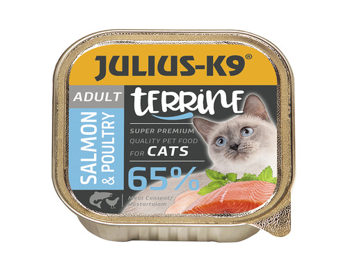 Hrană umedă pentru pisici JULIUS-K9 Adult terină cu somon și pui 100 g