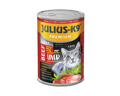 Hrană umedă pentru pisici JULIUS-K9 Adult cu vită și ficat 415 g