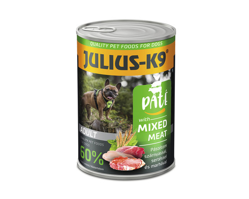 Hrană umedă pentru câini JULIUS-K9 Adult pate cu mix de carne 400 g