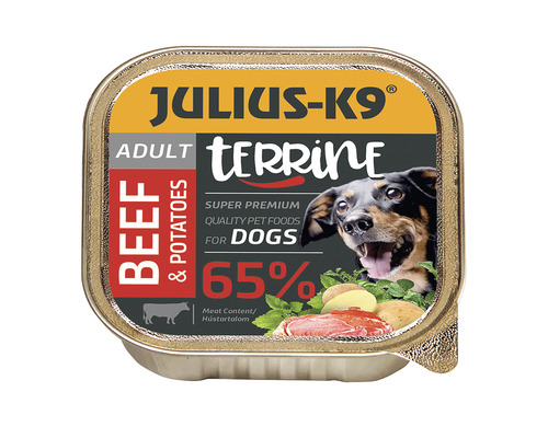 Hrană umedă pentru câini JULIUS-K9 Adult terină cu vită și cartofi 150 g