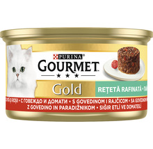 Hrană umedă pentru pisici PURINA Gold Savoury Cake cu vită si roșii 85 g-thumb-0