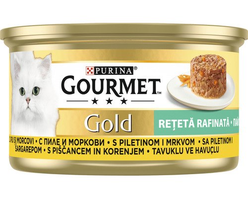 Hrană umedă pentru pisici PURINA Gourment Gold Savoury Cake cu pui și morcovi 85 g