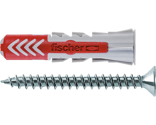 Dibluri plastic cu șurub Fischer DuoPower 8x40 mm, pachet 8 bucăți, incl. căpăcele autoadezive de mascare