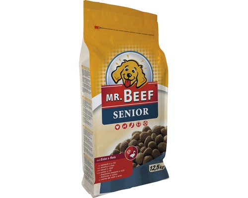 Hrană uscată pentru câini MR. BEEF Senior cu raţă și orez 12,5 kg