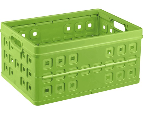 Ladă plastic perforată Sunware 380x540x265 mm verde, cu mânere, pliabilă-0