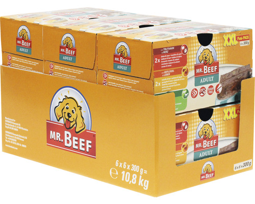 Mr. Beef Hrană umedă pentru câini, conserve de pate 6 x 300 g