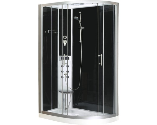 Cabină de duș completă cu hidromasaj Sanotechnik QuickLine Vario 120x80x215 cm, colț stânga, sticlă securizată 5 mm, profil aluminiu-0