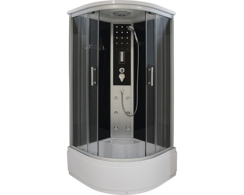 Cabină de duș completă Sanotechnik VITA, 90x90x215 cm, sticlă securizată transparentă/neagră, profil crom