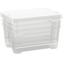 Cutii plastic cu capac Dirk XS 370x255x170 mm transparente, pachet 4 bucăți-thumb-0