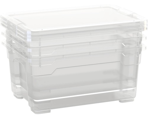 Cutii plastic cu capac Dirk XS 370x255x170 mm transparente, pachet 4 bucăți
