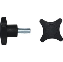 Buton rotativ tip stea 4 puncte Ø40mm M6x20mm 20buc/pac negru plastic-thumb-0