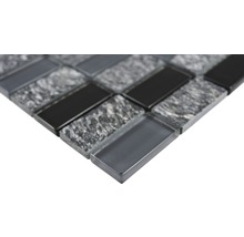 Mozaic sticlă-piatră naturală gri-negru 31x32,2 cm-thumb-1