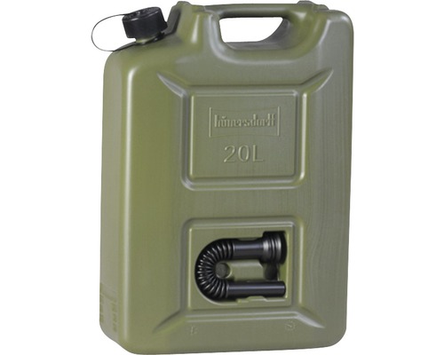 Canistră plastic pentru combustibili Hünersdorff 20L, certificată TÜV, verde