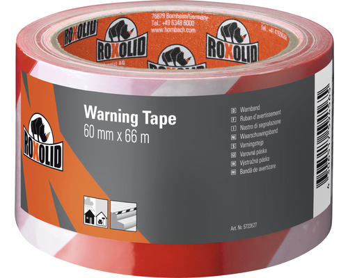 Bandă adezivă de avertizare ROXOLID, roșu/alb 60 mm x 66 m-0